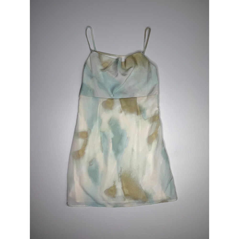 Forever 21 Mini Dress Womens Medium Pastel Watercolor Spaghetti Straps Cowl Neck